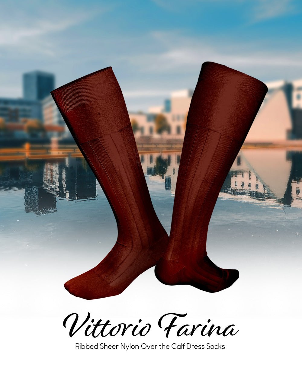 Vittorio Farina Men's Ribbed Shear Nylon Over The Calf Dress Socks - Concordia Style Boutique