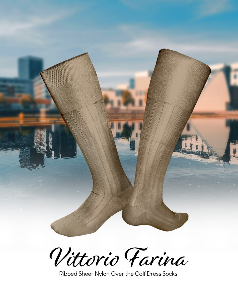Vittorio Farina Men's Ribbed Shear Nylon Over The Calf Dress Socks - Concordia Style Boutique