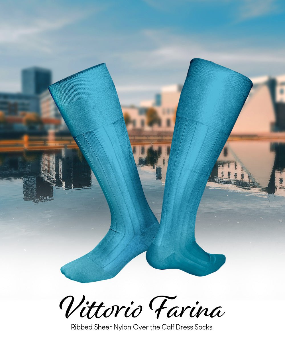 Vittorio Farina Men's Ribbed Shear Nylon Over The Calf Dress Socks - Concordia Style Boutique