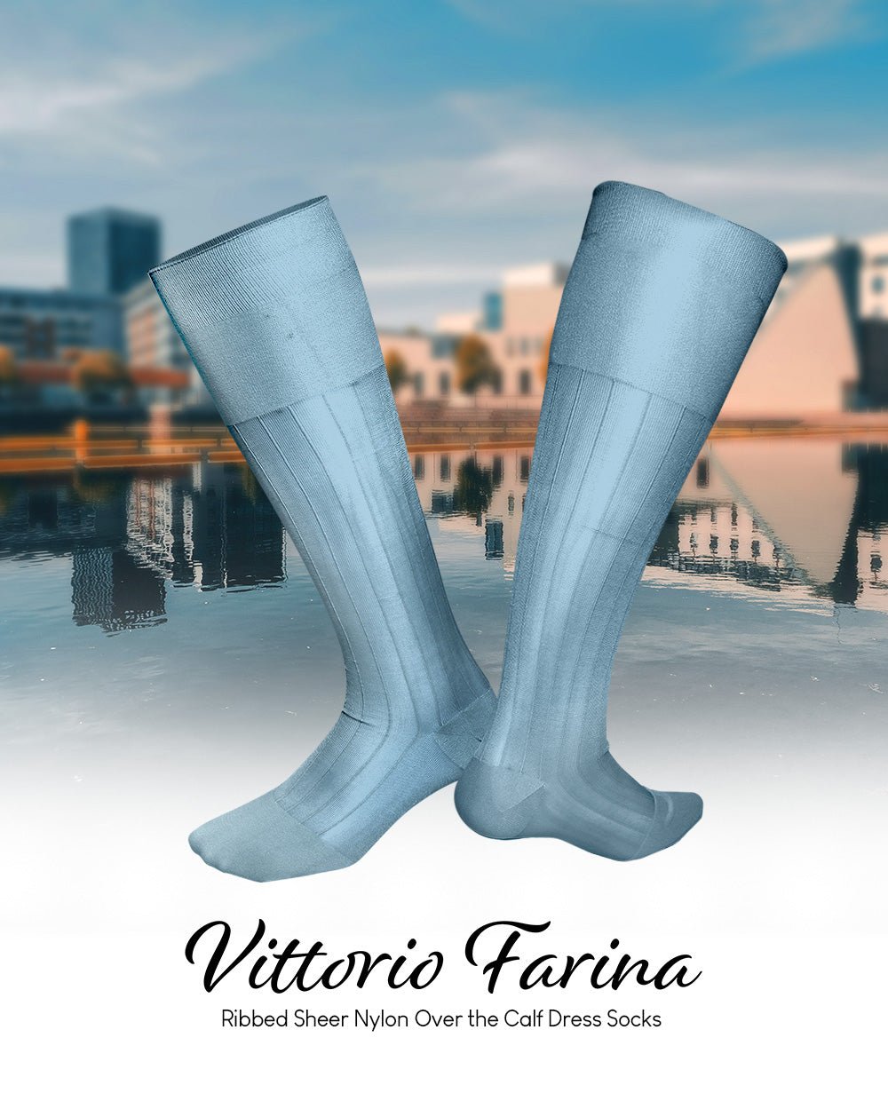 Vittorio Farina Men's Ribbed Shear Nylon Over The Calf Dress Socks - Concordia Style Boutique