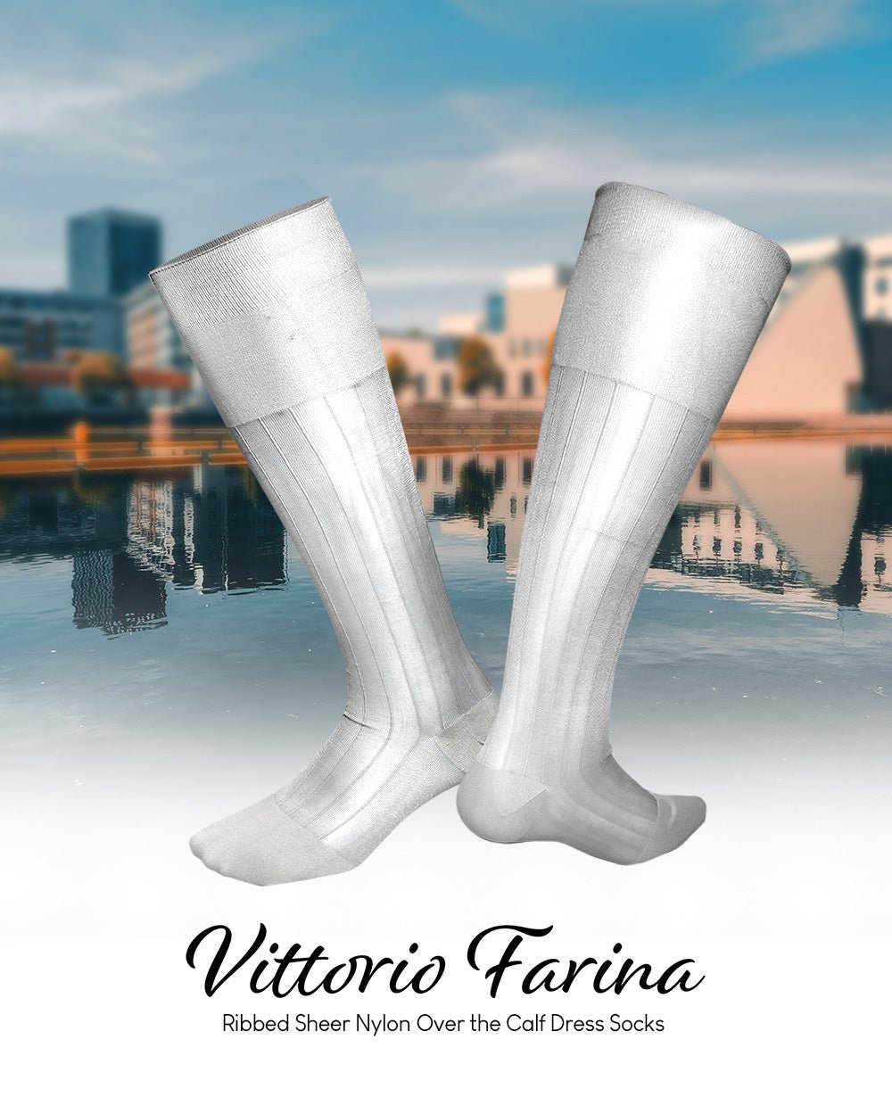 Vittorio Farina Men's Ribbed Shear Nylon Over The Calf Dress Socks - Concordia Style Boutique