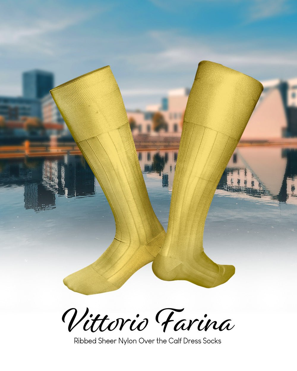 Vittorio Farina Men's Ribbed Shear Nylon Over The Calf Dress Socks - Concordia Style Boutique