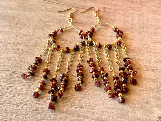 Odelia Handmade Genuine Garnet Dangle Earrings