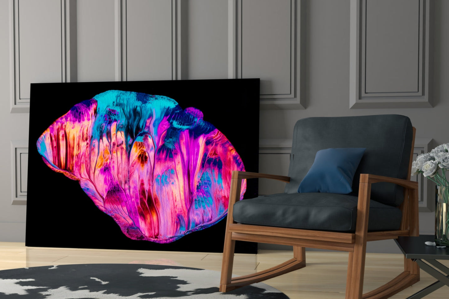 Abstract Pink Glass Wall Art