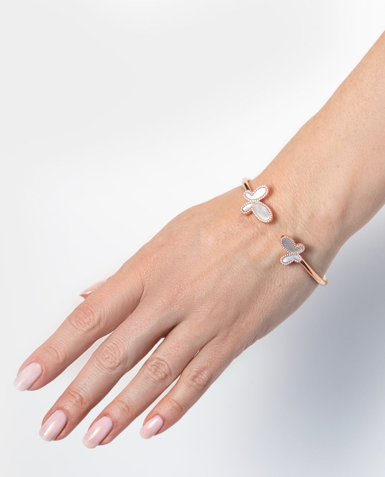 .925 Silver w/ Dual Mother Of Pearl Butterfly Bangle Bracelet Women's Jewelry (Copy)