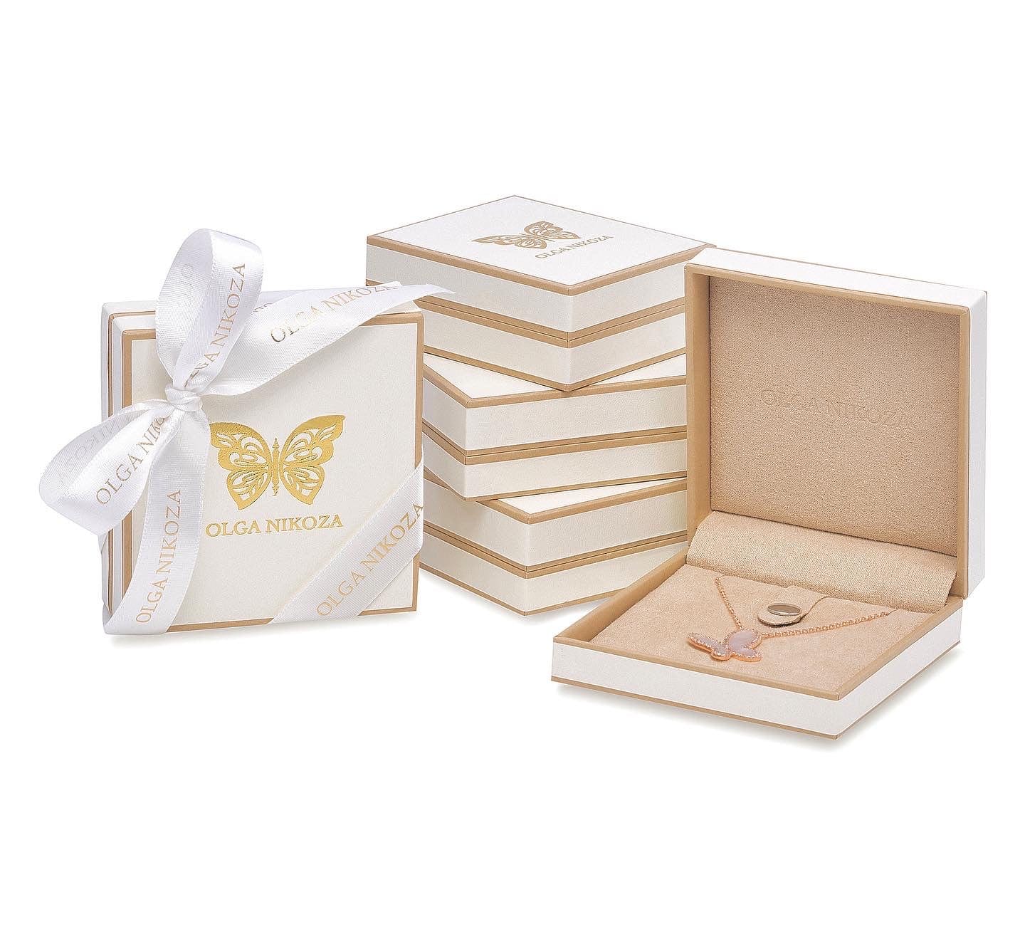 Silver Mother of Perl & Cubic Zirconia Butterfly Necklace Jewelry