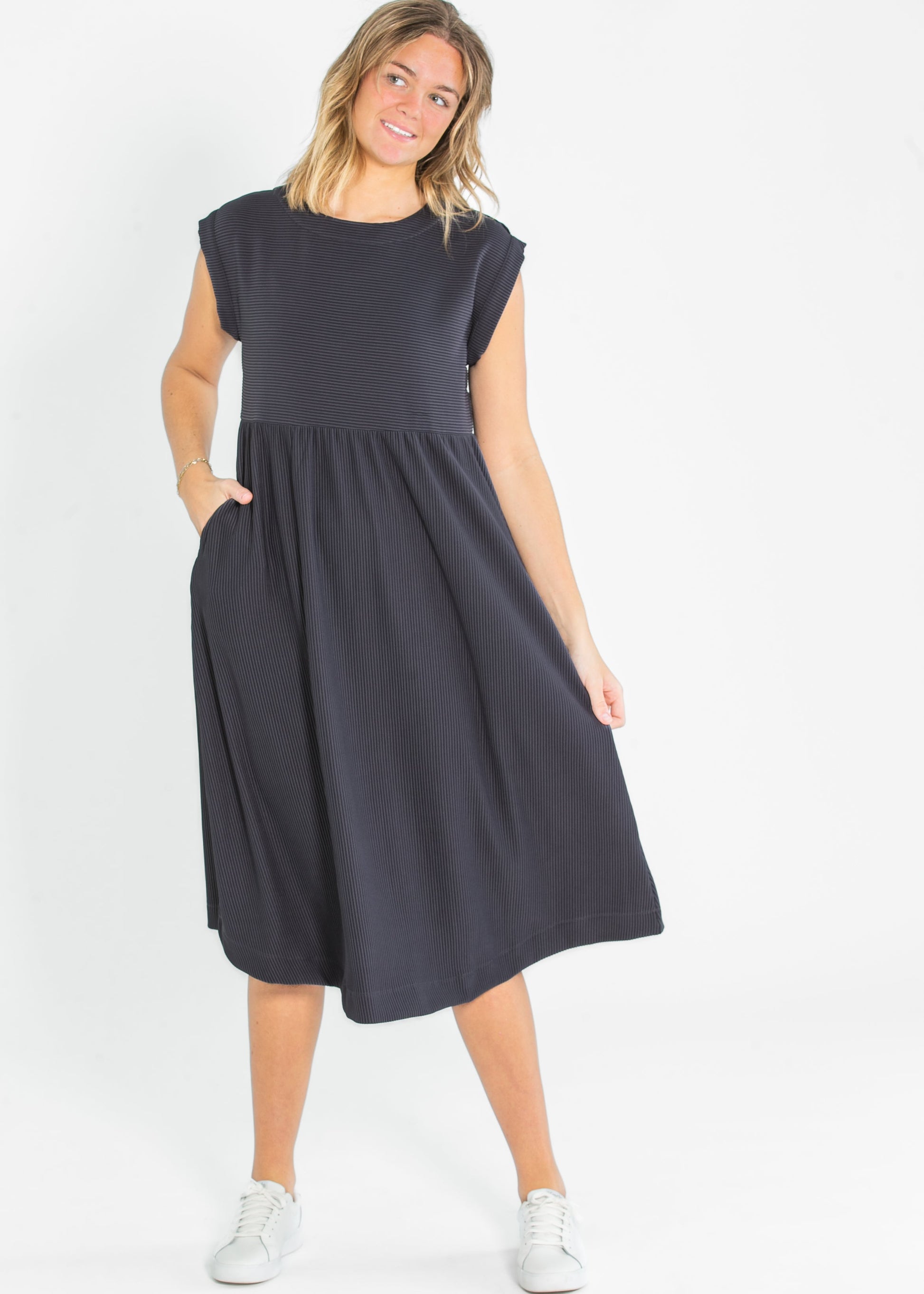Olivia A-line Solid Midi Dress - Concordia Style Boutique