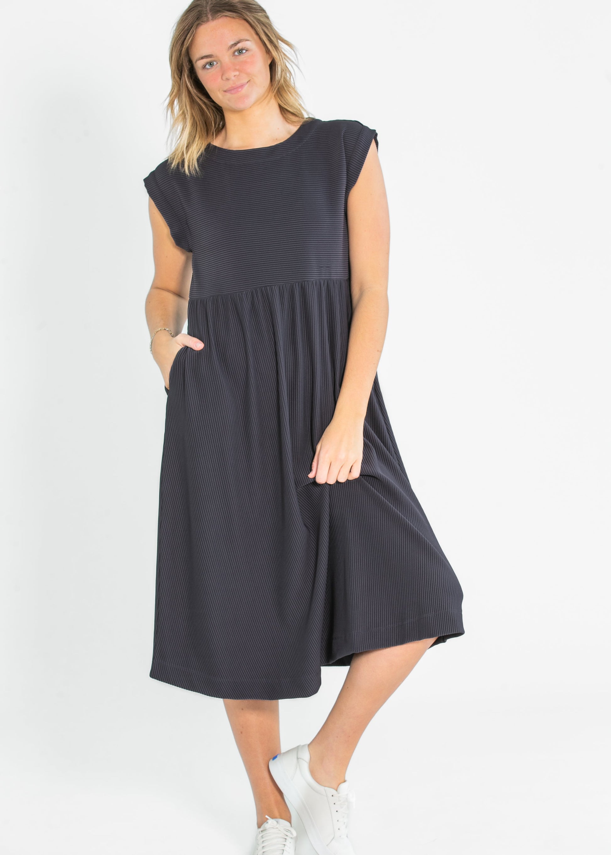 Olivia A-line Solid Midi Dress - Concordia Style Boutique