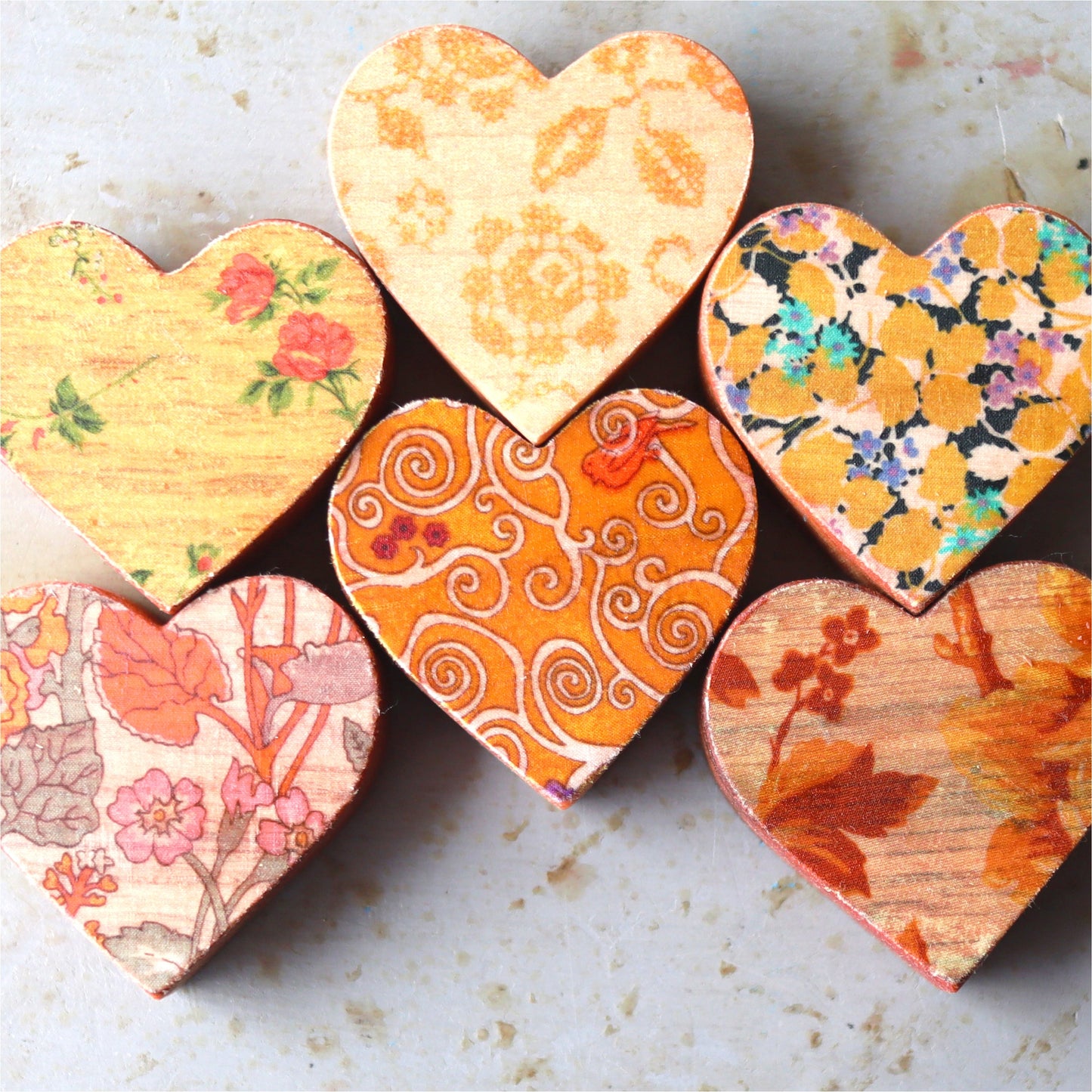 Fabric-Faced Wooden Hearts