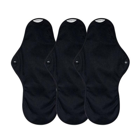 Organic Reusable Pads - 3 Overnight Pads in Black - Concordia Style Boutique
