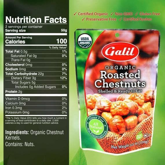Organic Roasted Chestnuts | Peeled & Ready to Eat | 3.5 oz | Galil - Concordia Style Boutique