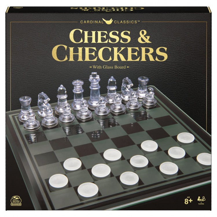 Clear Chess and Checkers Set with Glass Gameboard - Concordia Style Boutique