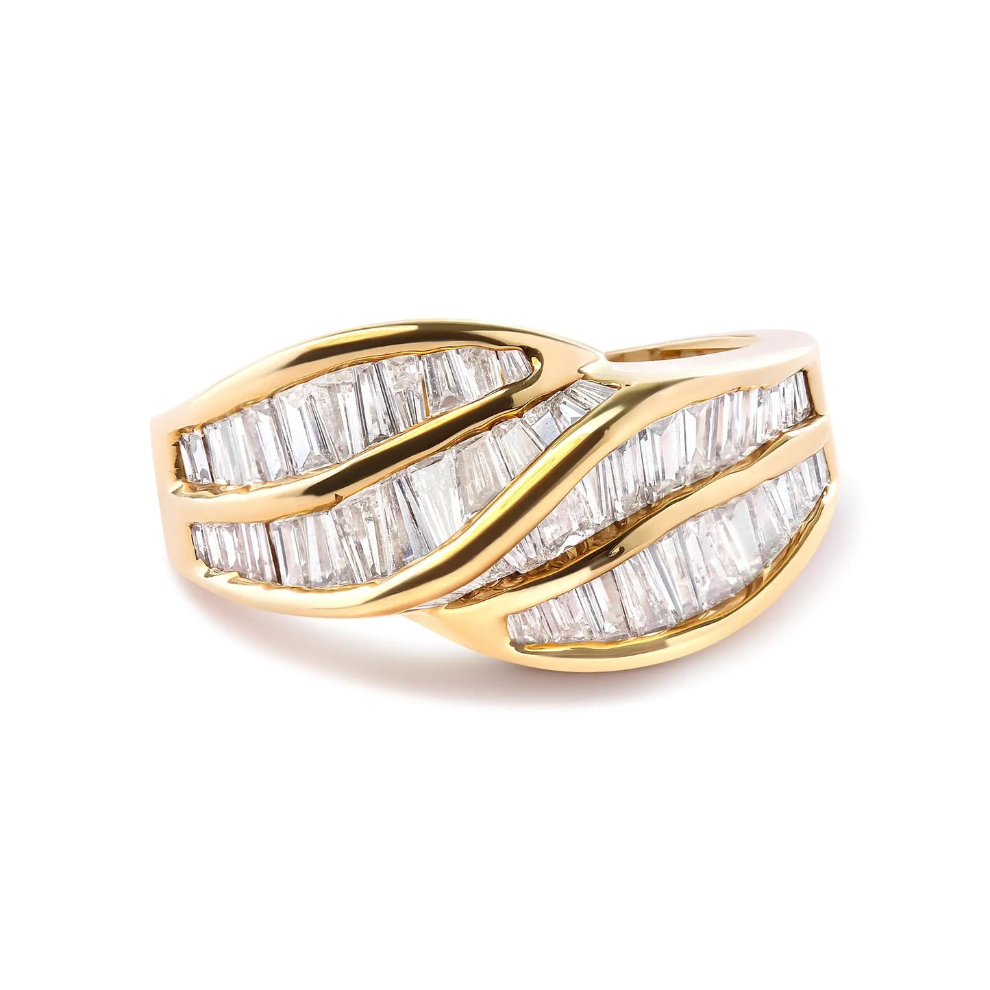 *Sold Out* 14K Yellow Gold Channel Set 1 1/3 Cttw Diamond Swirl and Weave Ring Band (H-I Color, SI1-SI2 Clarity) - Concordia Style Boutique