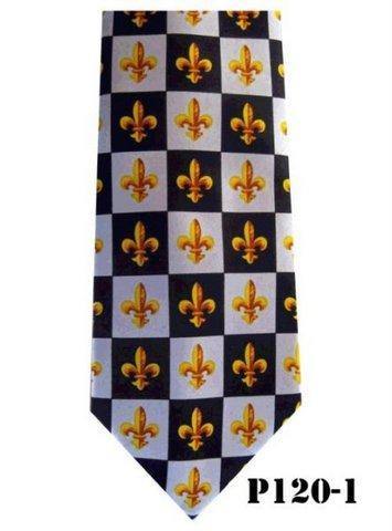 Vittorio Farina Men's Fleur de Fleur de Lis Designer Satin Necktie & Pocket Square