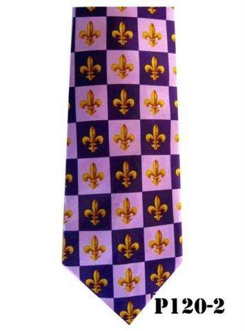 Vittorio Farina Men's Fleur de Fleur de Lis Designer Satin Necktie & Pocket Square