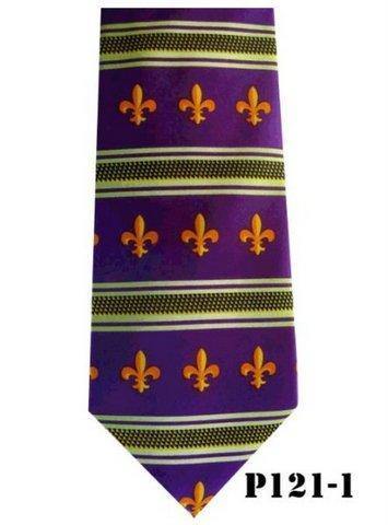 Vittorio Farina Men's Fleur de Fleur de Lis Designer Satin Necktie & Pocket Square