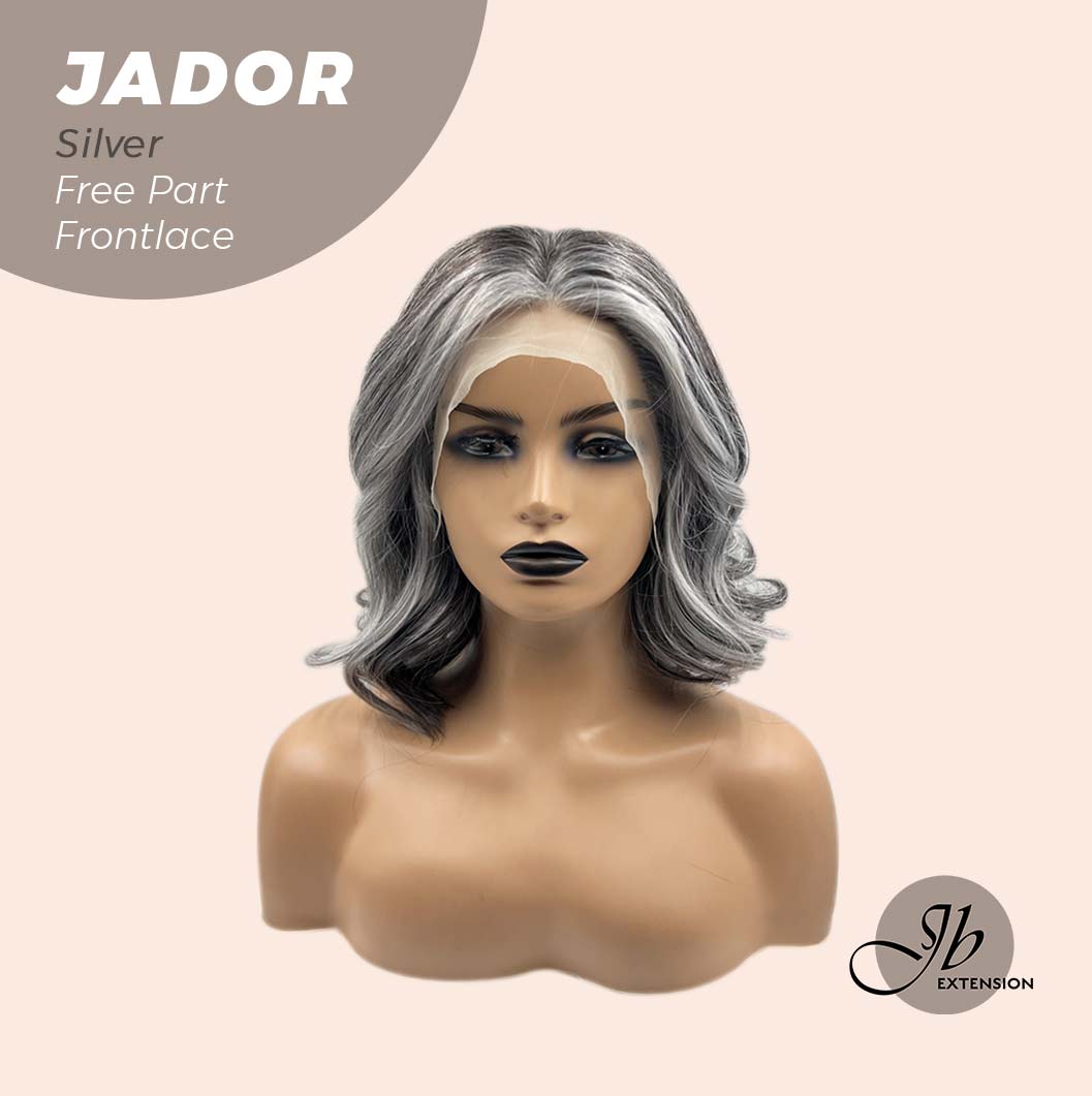 JBEXTENSION 10 Inches Silver Curly Lace Front Wig.Pre Plucked 13*4 HD Transparent Lace Frontal Handmade Futura Fiber Swiss Lace Synthetic Fiber Glueless Wig JADOR SILVER