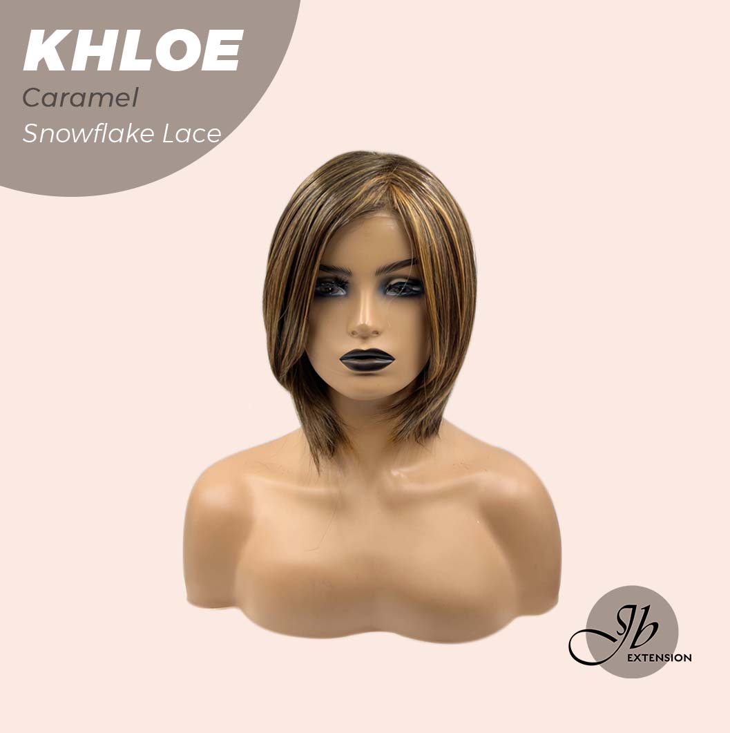 JBEXTENSION 12 Inches Bob Cut Caramel Pre-Cut Snowflake Lace Frontlace Glueless Wig KHLOE LACE【PERMATEASE】