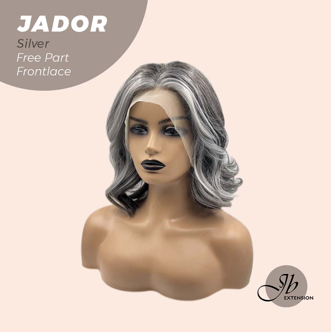 JBEXTENSION 10 Inches Silver Curly Lace Front Wig.Pre Plucked 13*4 HD Transparent Lace Frontal Handmade Futura Fiber Swiss Lace Synthetic Fiber Glueless Wig JADOR SILVER