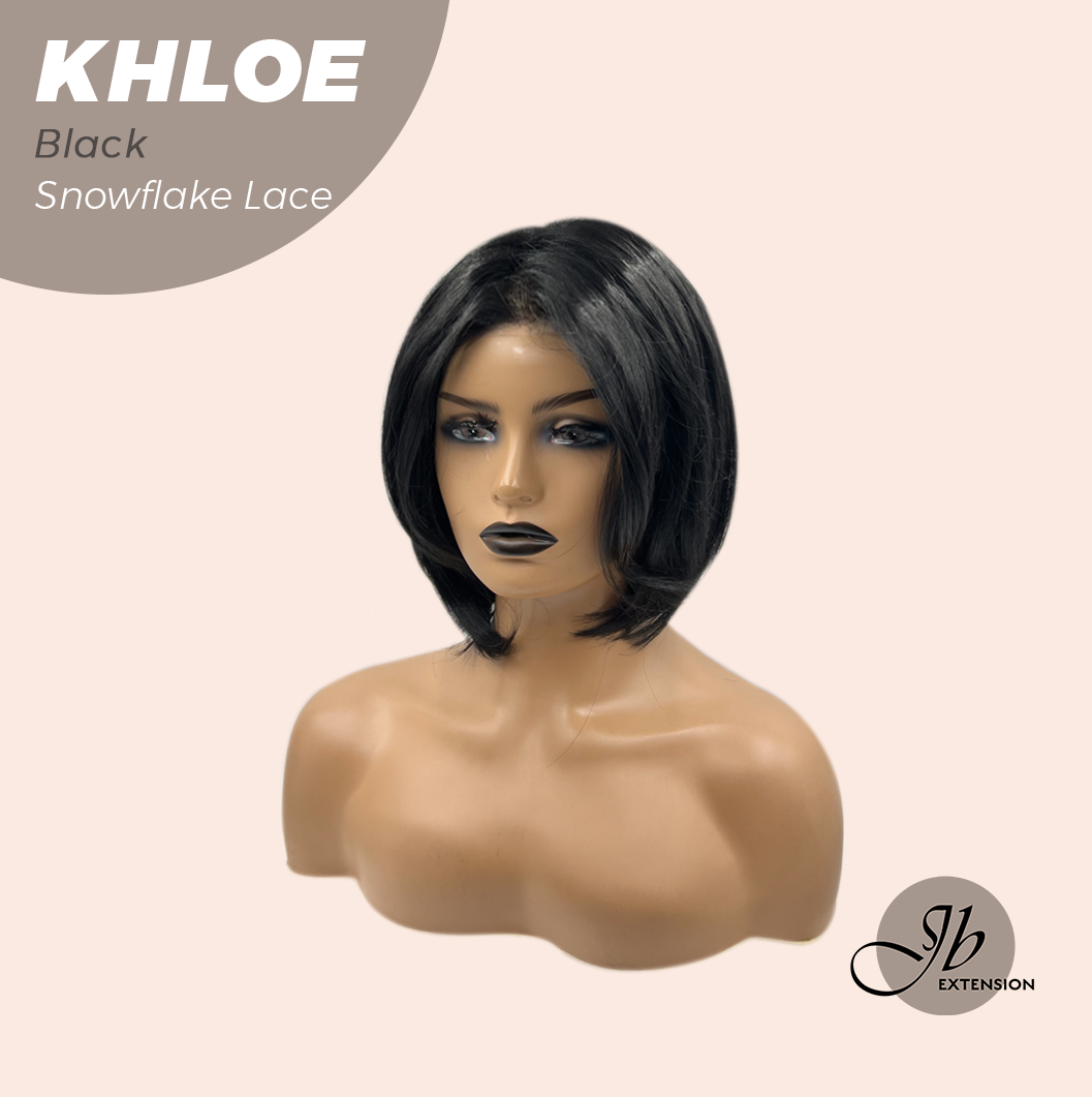 JBEXTENSION 12 Inches Bob Cut Black Pre-Cut Snowflake Lace Frontlace Glueless Wig KHLOE BLACK【PERMATEASE】