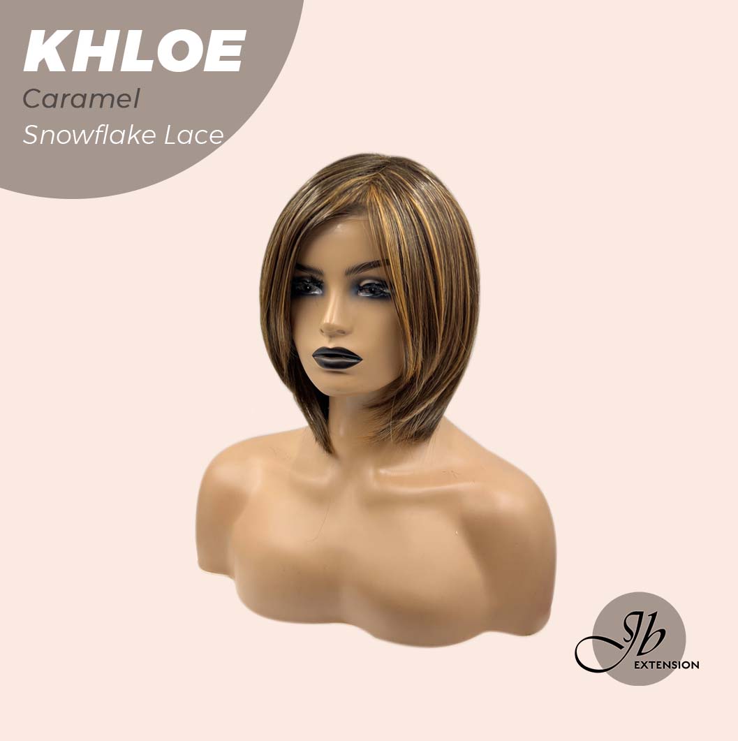 JBEXTENSION 12 Inches Bob Cut Caramel Pre-Cut Snowflake Lace Frontlace Glueless Wig KHLOE LACE【PERMATEASE】