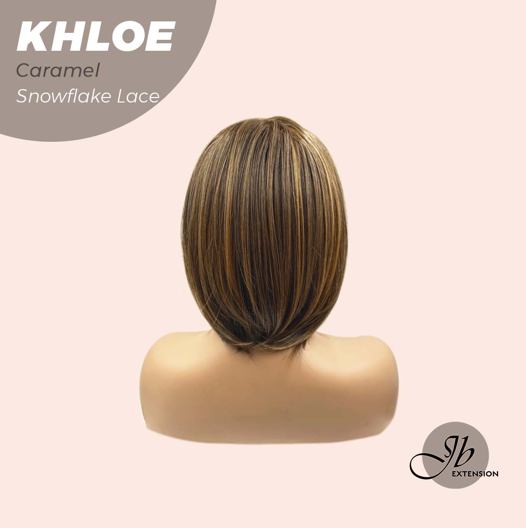 JBEXTENSION 12 Inches Bob Cut Caramel Pre-Cut Snowflake Lace Frontlace Glueless Wig KHLOE LACE【PERMATEASE】