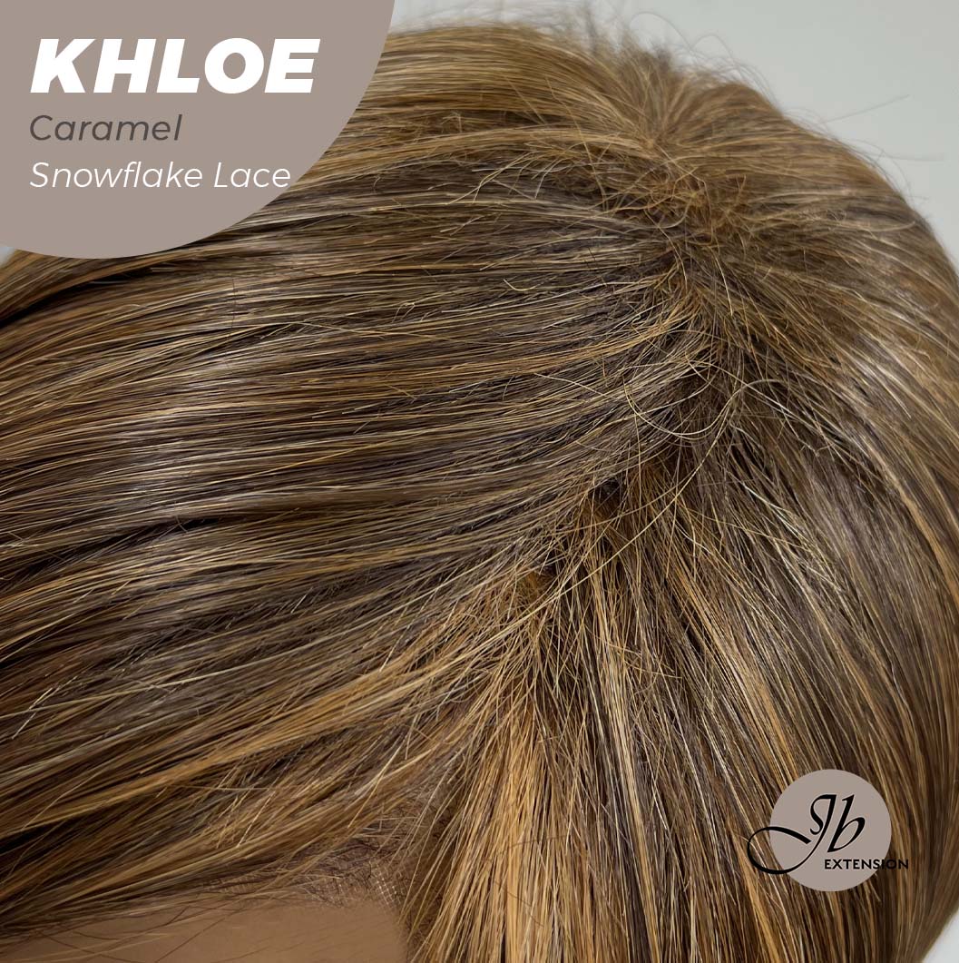 JBEXTENSION 12 Inches Bob Cut Caramel Pre-Cut Snowflake Lace Frontlace Glueless Wig KHLOE LACE【PERMATEASE】
