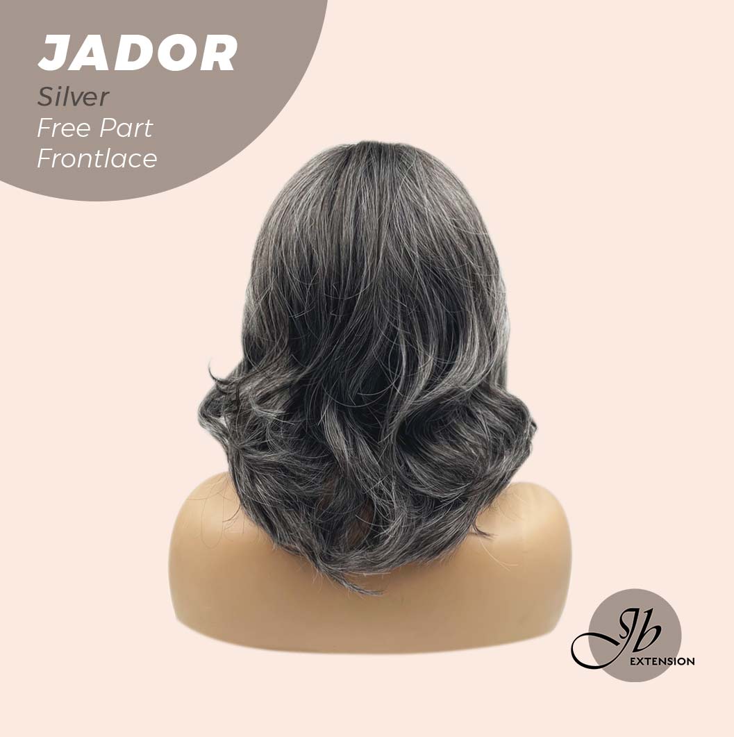 JBEXTENSION 10 Inches Silver Curly Lace Front Wig.Pre Plucked 13*4 HD Transparent Lace Frontal Handmade Futura Fiber Swiss Lace Synthetic Fiber Glueless Wig JADOR SILVER