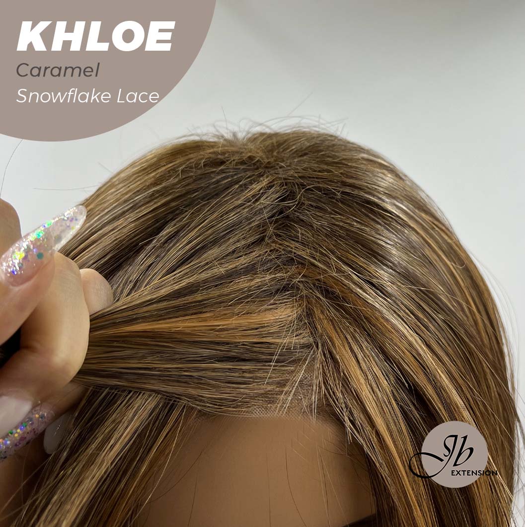 JBEXTENSION 12 Inches Bob Cut Caramel Pre-Cut Snowflake Lace Frontlace Glueless Wig KHLOE LACE【PERMATEASE】