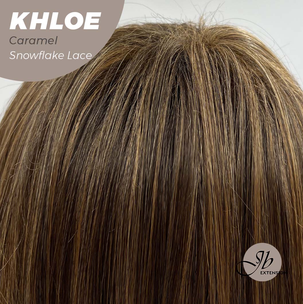 JBEXTENSION 12 Inches Bob Cut Caramel Pre-Cut Snowflake Lace Frontlace Glueless Wig KHLOE LACE【PERMATEASE】