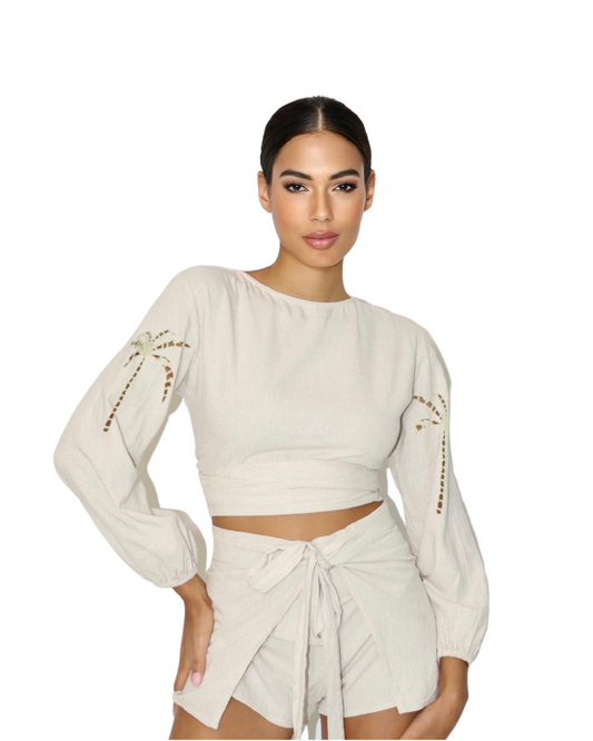 Palm Belle Blouse - Linen - Concordia Style Boutique