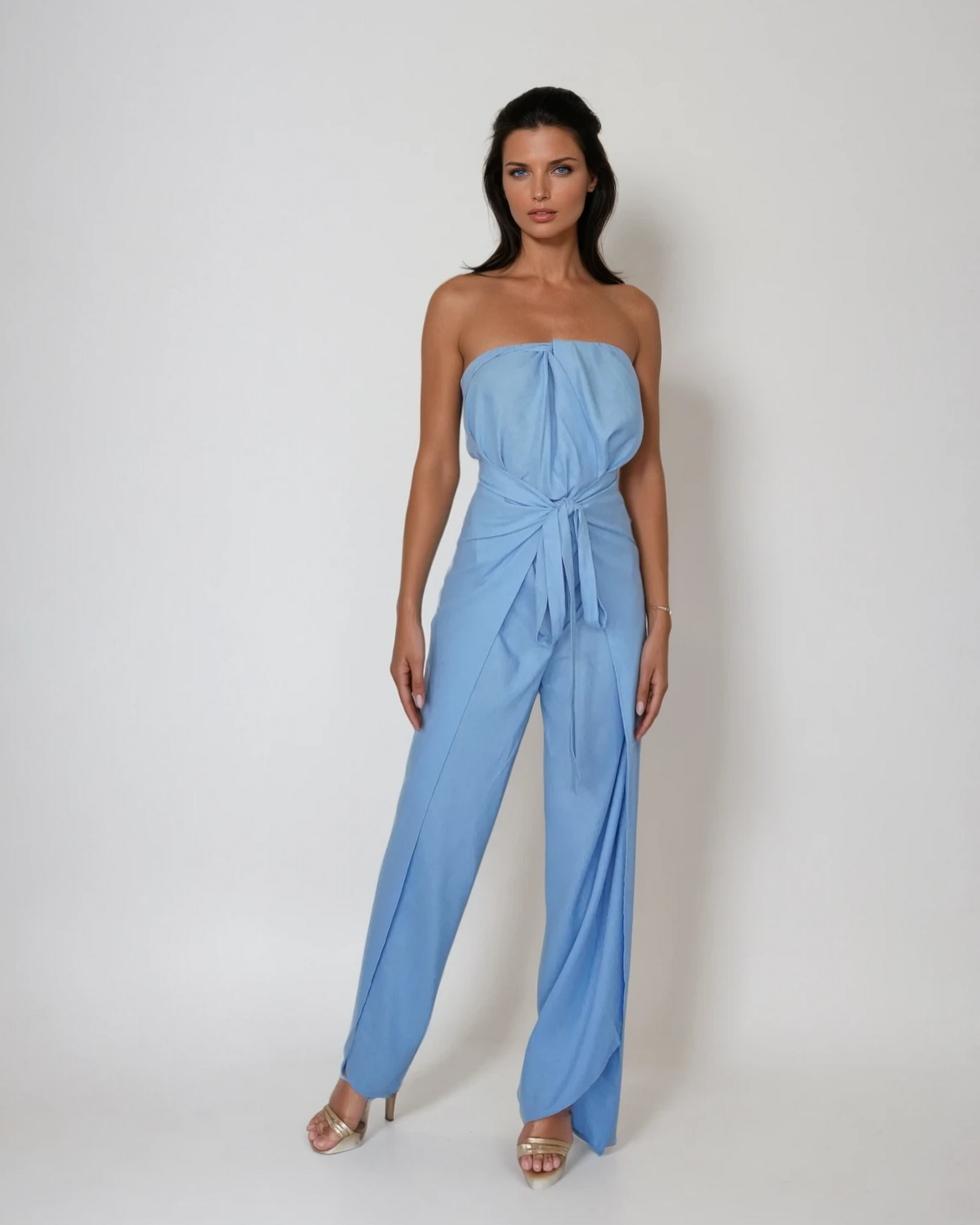 Pant to Jumpsuit - Blue Linen - Concordia Style Boutique