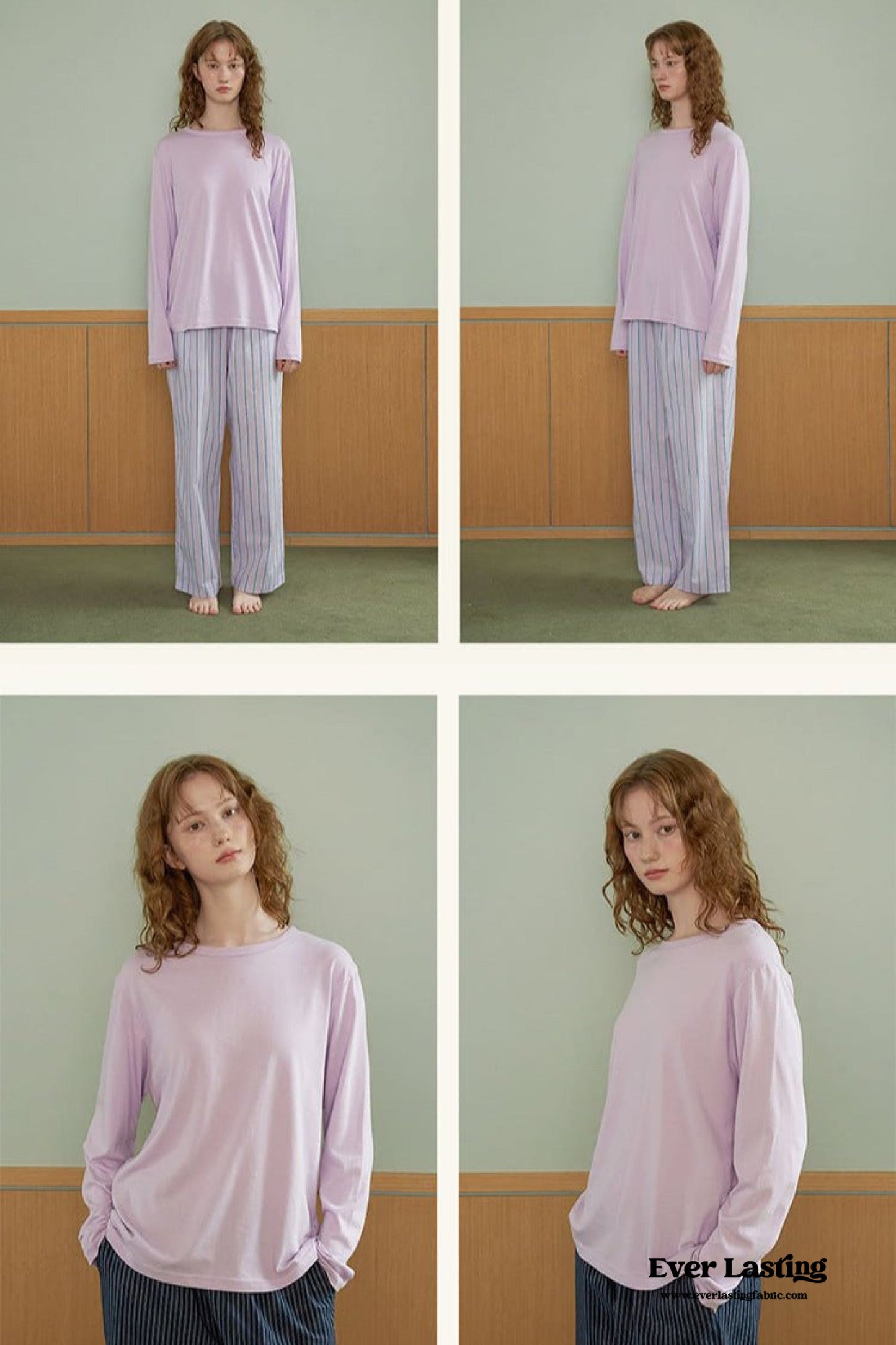 Pastel Striped Pajama Set / Purple