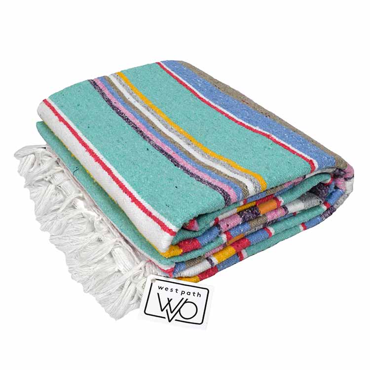 100% Cotton Serape Blanket - Mint Pastel - Concordia Style Boutique