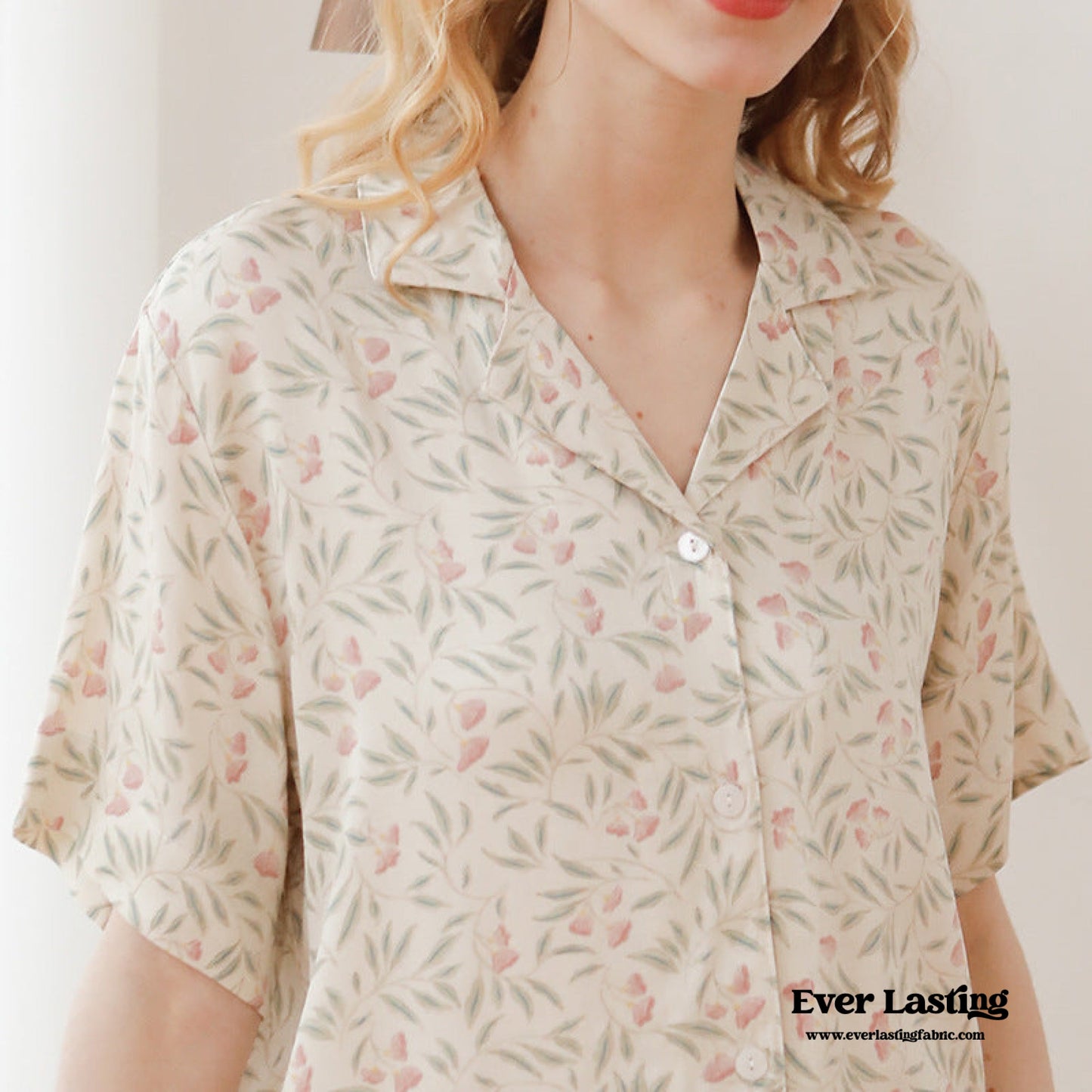Pastoral Floral Long-Sleeve Long-Pants Pajama Set