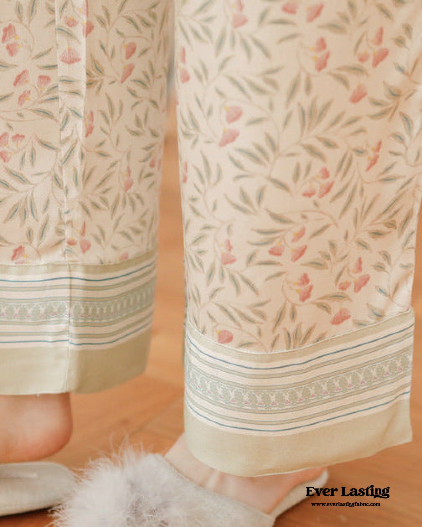 Pastoral Floral Long-Sleeve Long-Pants Pajama Set