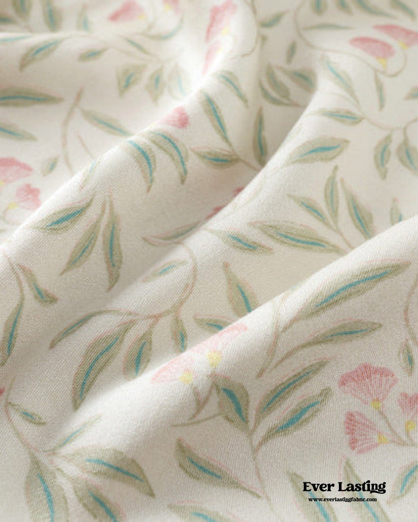 Pastoral Floral Short-Sleeve Long-Pants Pajama Set / Green