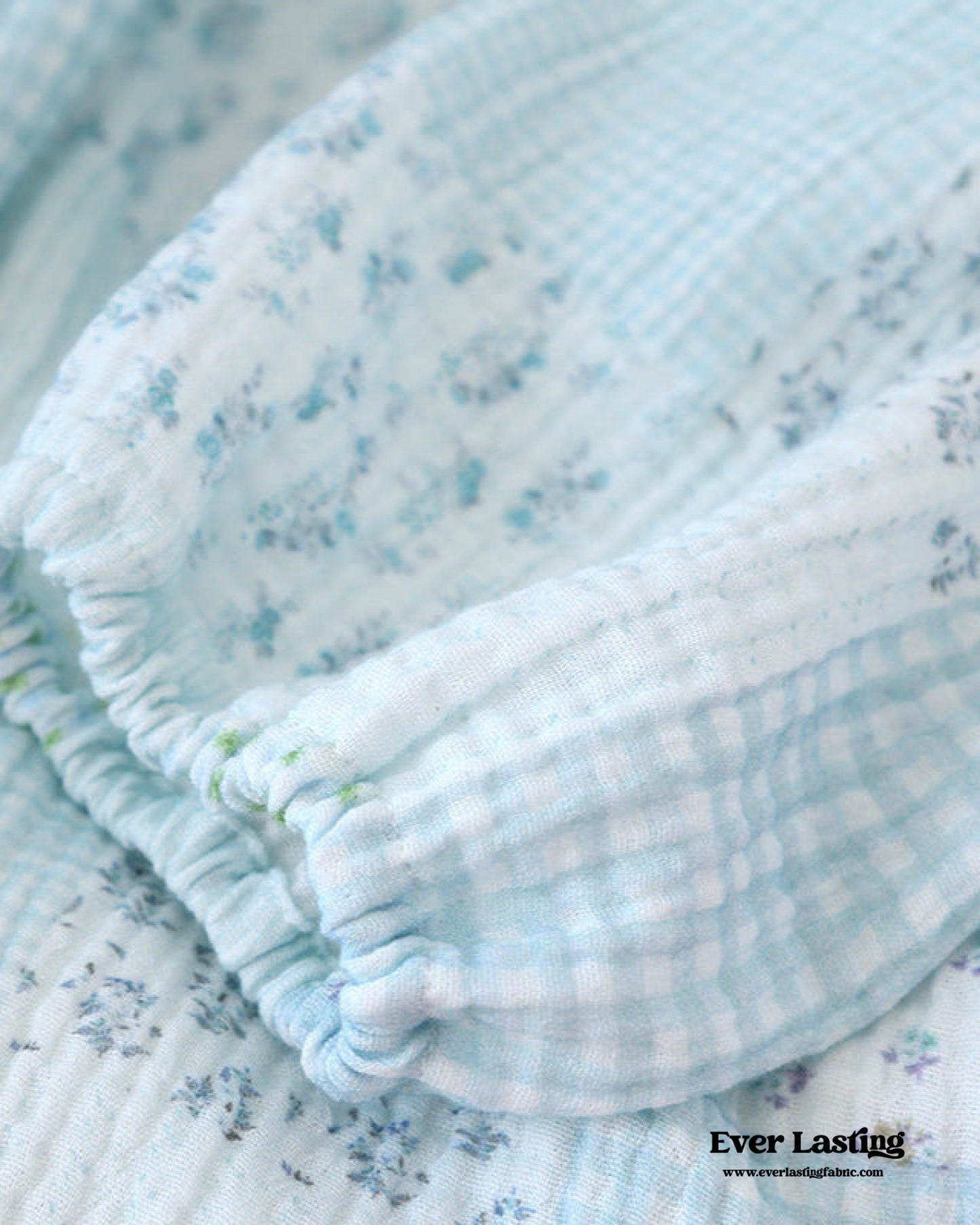 Patchwork Floral Cardigan Pajama Set / Blue