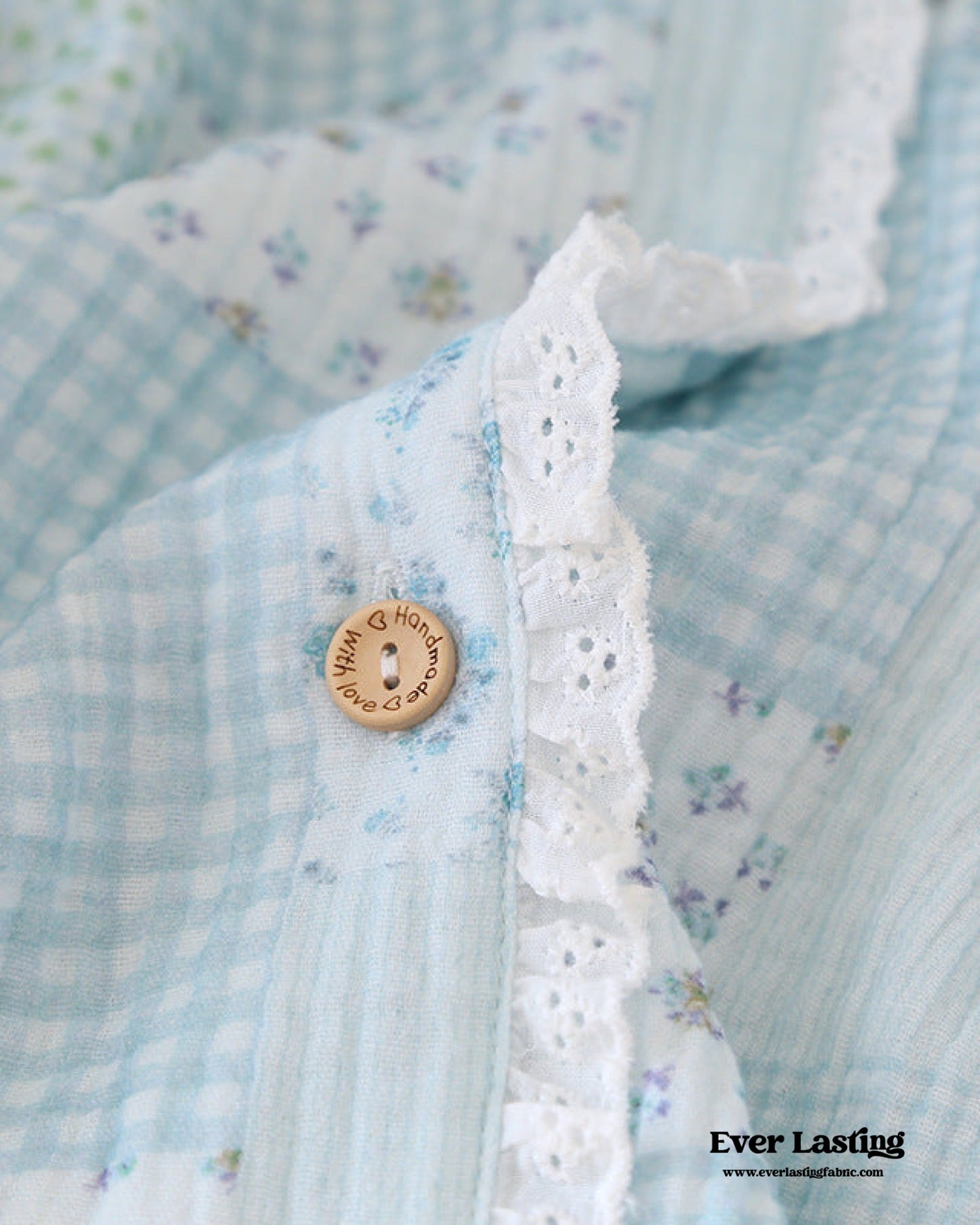 Patchwork Floral Cardigan Pajama Set / Blue