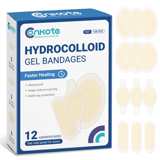 Conkote Hydrocolloid Gel Bandages - 12Pcs-  Sterile - Faster Healing - Adhesive Bandages for Wound Care - All Purpose Blister Pads for Fingers, Toes & Heels - Assorted Sizes - Premium Hydrocolloid adhesive bandages from Concordia Style Boutique - Just $21.87! Shop now at Concordia Style Boutique