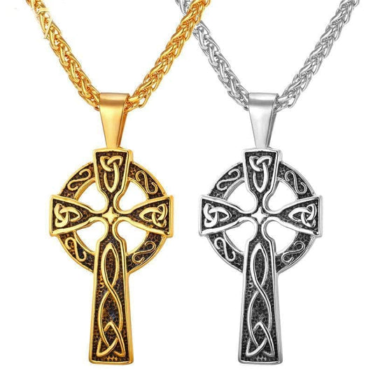Celtic Triquetra Irish Cross Stainless Steel Pendant Necklace