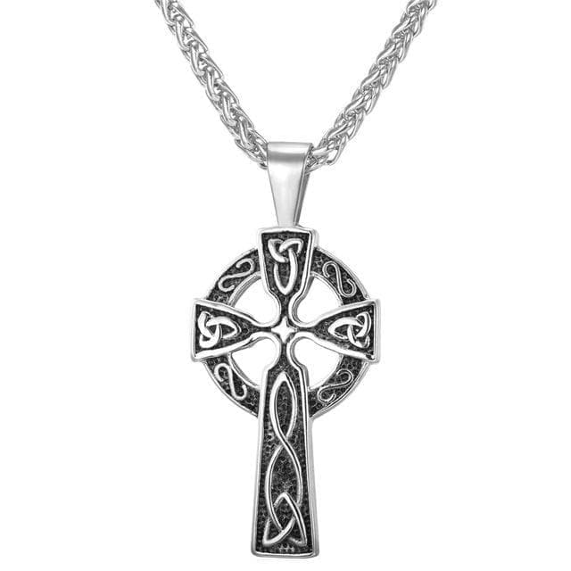 Celtic Triquetra Irish Cross Stainless Steel Pendant Necklace
