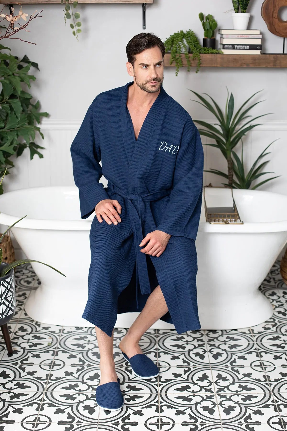 Waffle Kimono Spa Bathrobe for Men - Absorbent, Lightweight - Concordia Style Boutique