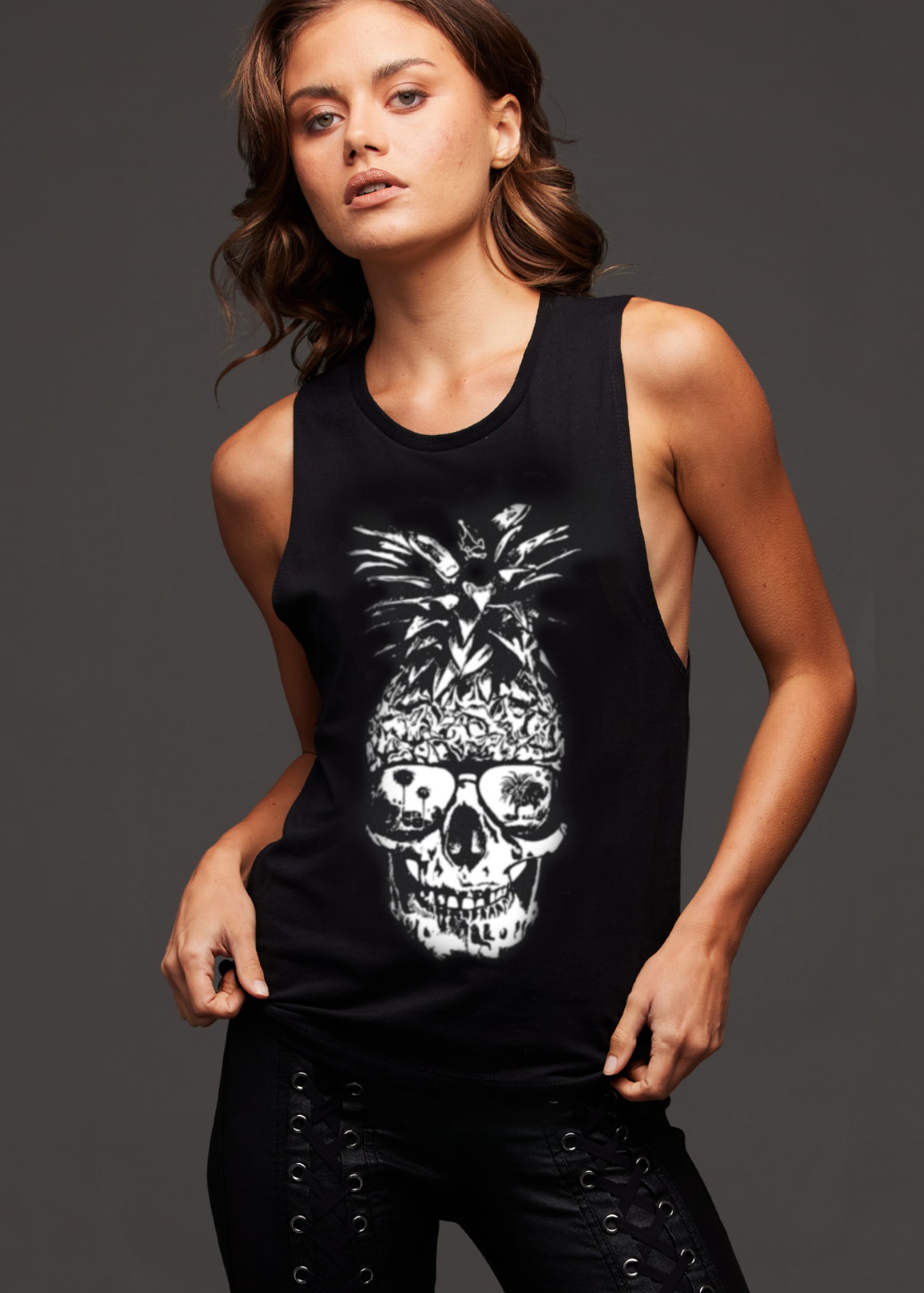 Pineapple Skull Shirt Gothic Tank Top - Concordia Style Boutique