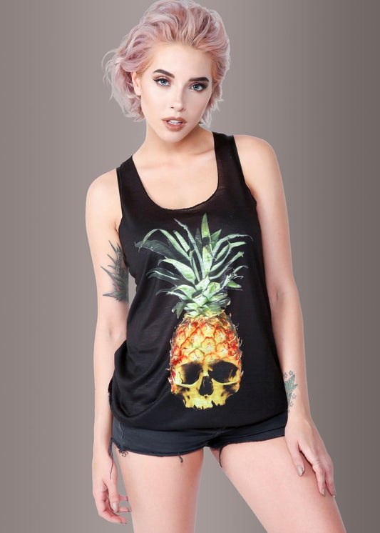 Pina Skulllada Pineapple Skull Loose Fit Tank Top - Concordia Style Boutique