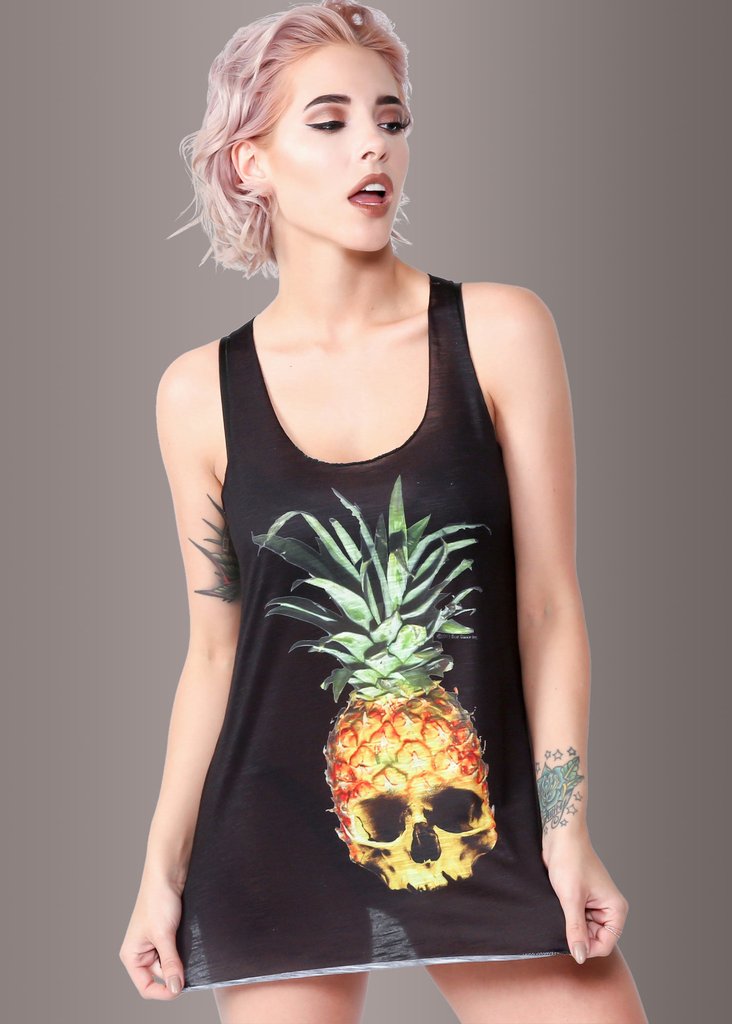 Pina Skulllada Pineapple Skull Loose Fit Tank Top - Concordia Style Boutique