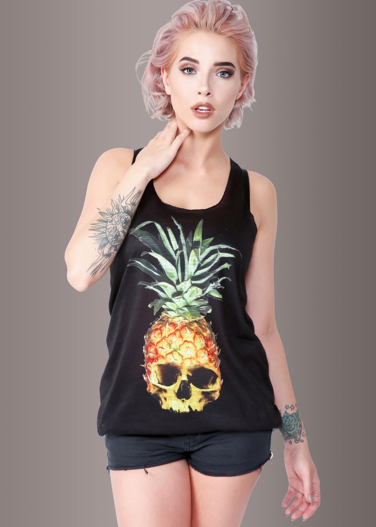 Pina Skulllada Pineapple Skull Loose Fit Tank Top - Concordia Style Boutique