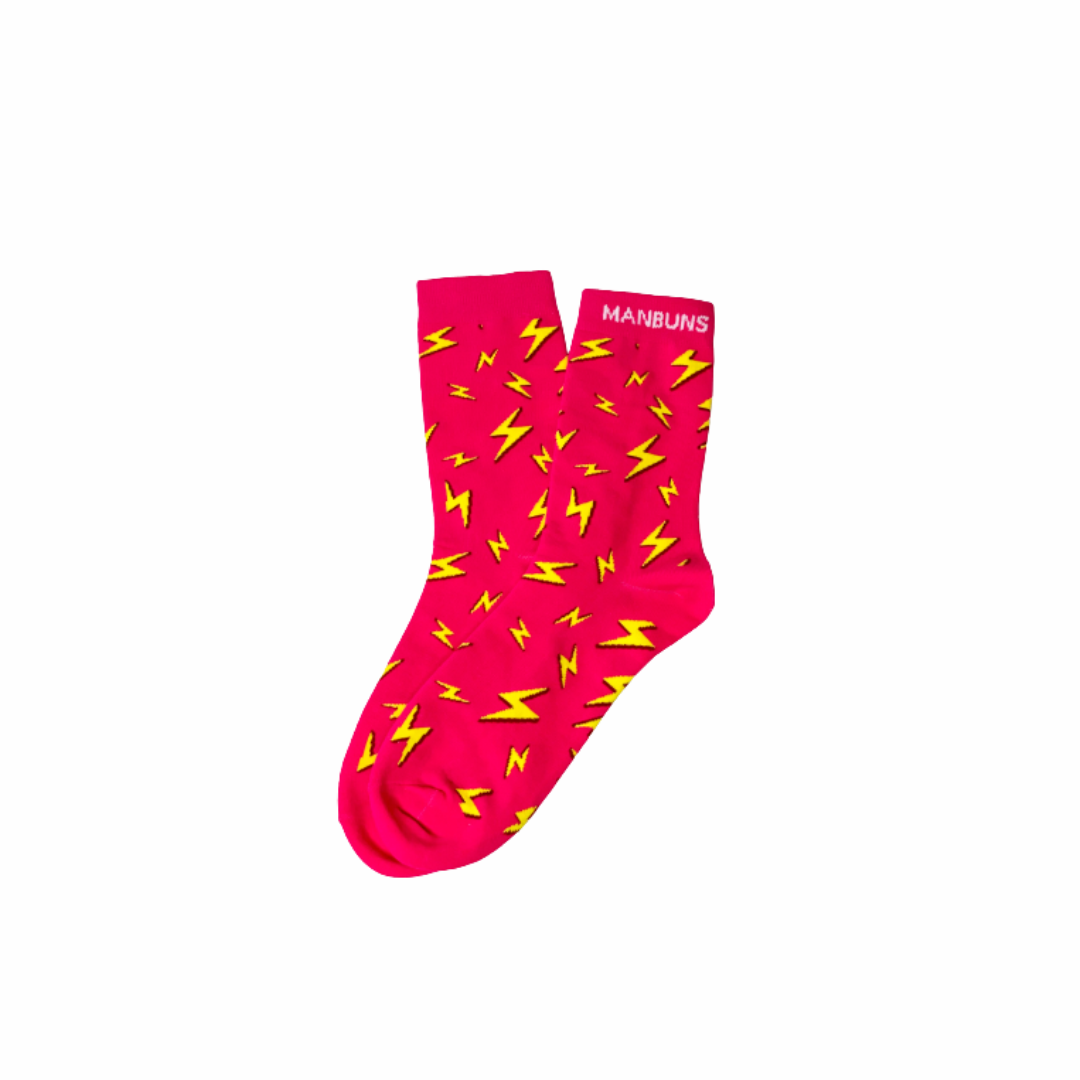 Pink Lightning Bolt Unisex Novelty Crew Socks