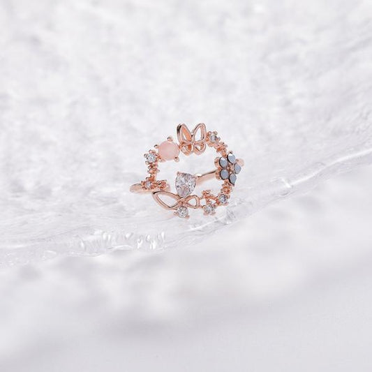 PINK OPAL BUTTERFLY RING (ADJUSTABLE) - Concordia Style Boutique