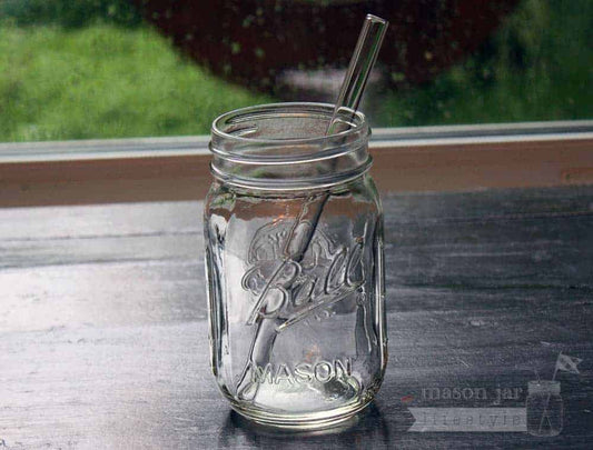 Medium Glass Straws for Pint Mason Jars 4 Pack + Cleaner - Concordia Style Boutique